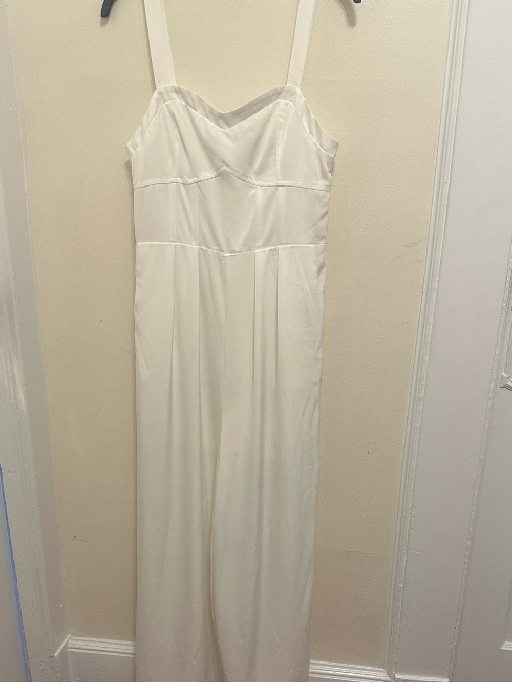 Lemaire Ivory Satin Jumpsuit with Sweetheart Bodice